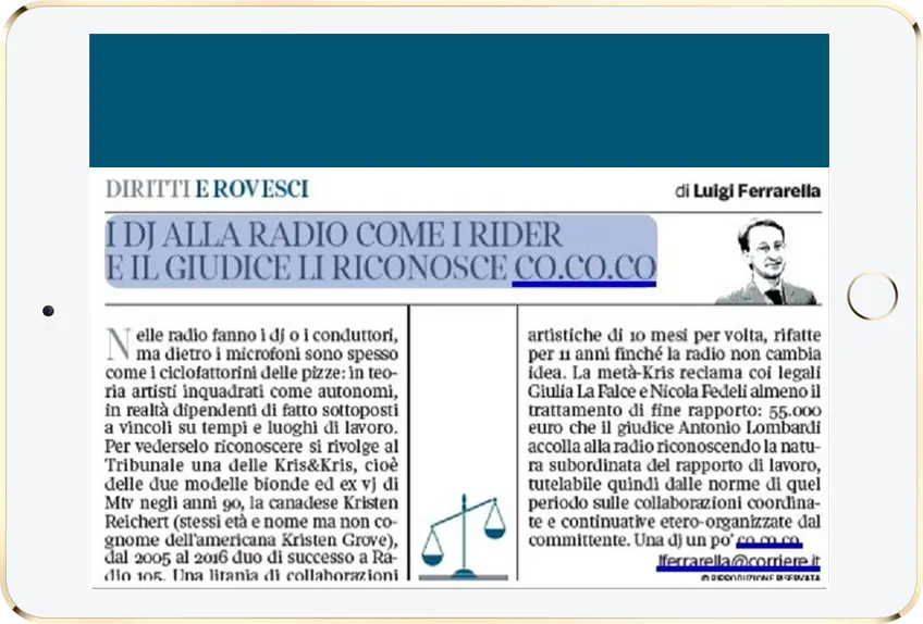 I DJ alla radio come i rider e il giudice li riconosce CO.CO.CO